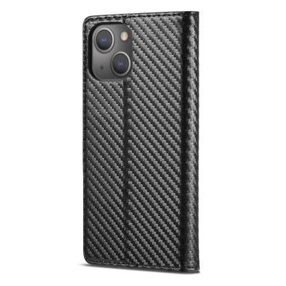 For iPhone 14 LC.IMEEKE Carbon Fiber PU + TPU Leather Case (Vertical Black) - iPhone 14 Cases by LC.IMEEKE | Online Shopping UK | buy2fix