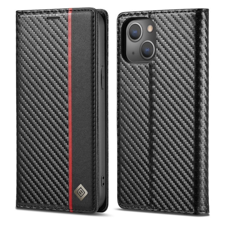 For iPhone 14 Plus LC.IMEEKE Carbon Fiber PU + TPU Leather Case (Vertical Black) - iPhone 14 Plus Cases by LC.IMEEKE | Online Shopping UK | buy2fix