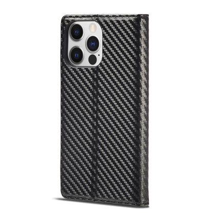 For iPhone 14 Pro LC.IMEEKE Carbon Fiber PU + TPU Leather Case(Vertical Black) - iPhone 14 Pro Cases by LC.IMEEKE | Online Shopping UK | buy2fix