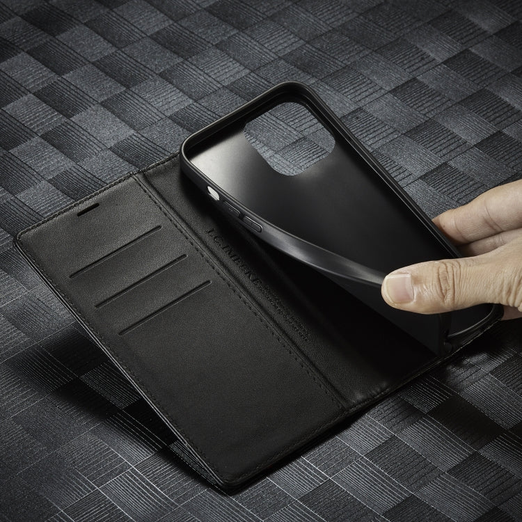 For iPhone 14 Pro LC.IMEEKE Carbon Fiber PU + TPU Leather Case(Vertical Black) - iPhone 14 Pro Cases by LC.IMEEKE | Online Shopping UK | buy2fix