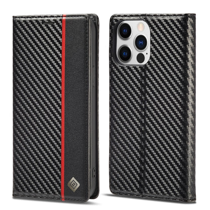 For iPhone 14 Pro Max LC.IMEEKE Carbon Fiber PU + TPU Leather Case (Vertical Black) - iPhone 14 Pro Max Cases by LC.IMEEKE | Online Shopping UK | buy2fix