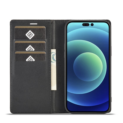 For iPhone 14 Pro Max LC.IMEEKE Carbon Fiber PU + TPU Leather Case (Vertical Black) - iPhone 14 Pro Max Cases by LC.IMEEKE | Online Shopping UK | buy2fix