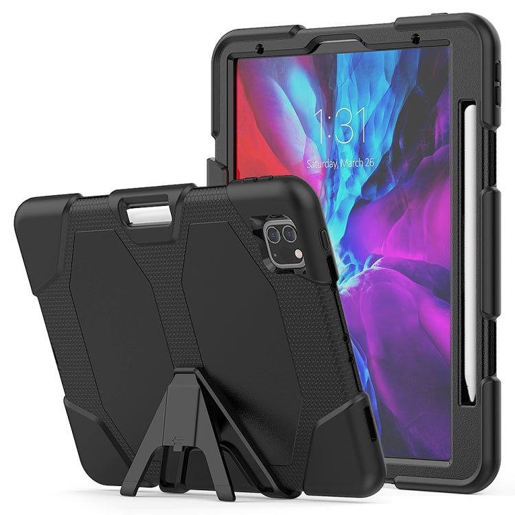 For iPhone 11 Pro For iPad Pro 11 inch (2020) Shockproof Colorful Silicon + PC Protective Case with Holder & Shoulder Strap & Hand Strap & Pen Slot(Black) - iPhone 11 Pro Cases by buy2fix | Online Shopping UK | buy2fix