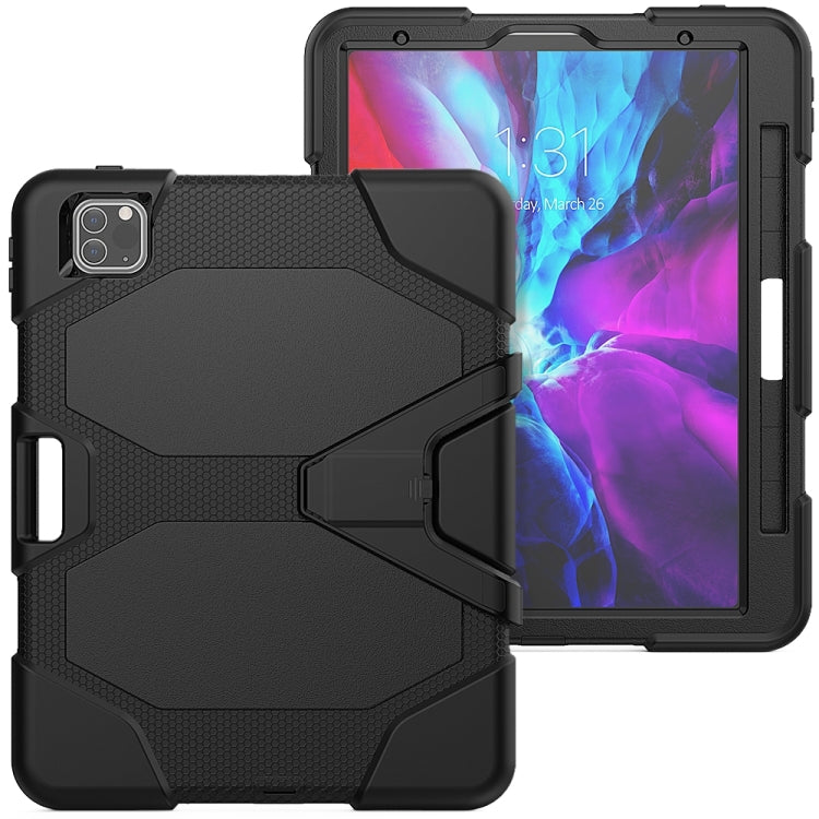 For iPhone 11 Pro For iPad Pro 11 inch (2020) Shockproof Colorful Silicon + PC Protective Case with Holder & Shoulder Strap & Hand Strap & Pen Slot(Black) - iPhone 11 Pro Cases by buy2fix | Online Shopping UK | buy2fix