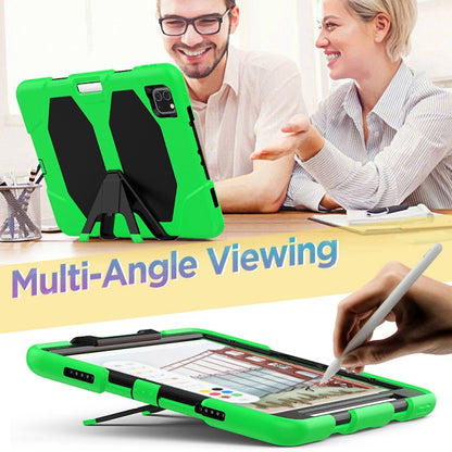 For iPhone 11 Pro For iPad Pro 11 inch (2020) Shockproof Colorful Silicon + PC Protective Case with Holder & Shoulder Strap & Hand Strap & Pen Slot(Green) - iPhone 11 Pro Cases by buy2fix | Online Shopping UK | buy2fix