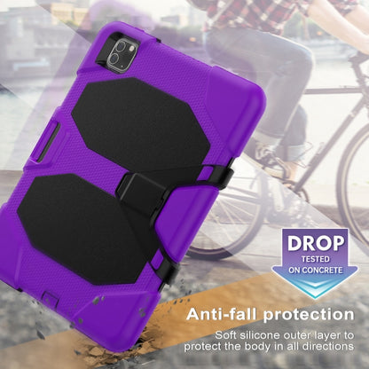 For iPhone 11 Pro For iPad Pro 11 inch (2020) Shockproof Colorful Silicon + PC Protective Case with Holder & Shoulder Strap & Hand Strap & Pen Slot(Purple) - iPhone 11 Pro Cases by buy2fix | Online Shopping UK | buy2fix