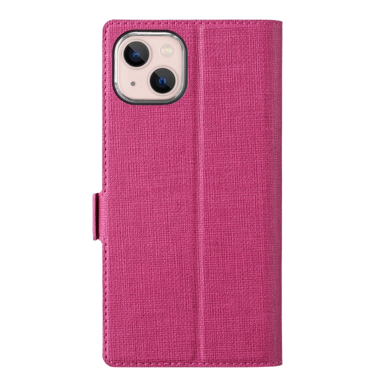 For iPhone 14 Plus ViLi K Series Dual-side Buckle Magsafe Leather Phone Case(Rose Red) - iPhone 14 Plus Cases by ViLi | Online Shopping UK | buy2fix