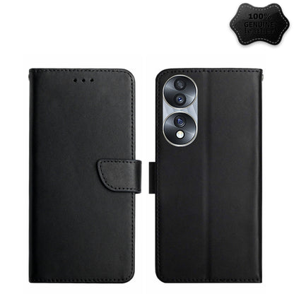 For Honor 70 Genuine Leather Fingerprint-proof Horizontal Flip Phone Case(Black) - Honor Cases by buy2fix | Online Shopping UK | buy2fix