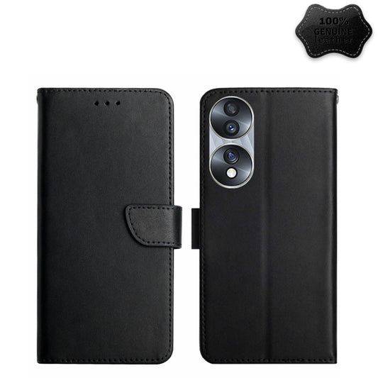 For Honor 70 Genuine Leather Fingerprint-proof Horizontal Flip Phone Case(Black) - Honor Cases by buy2fix | Online Shopping UK | buy2fix