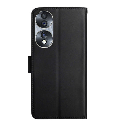 For Honor 70 Genuine Leather Fingerprint-proof Horizontal Flip Phone Case(Black) - Honor Cases by buy2fix | Online Shopping UK | buy2fix