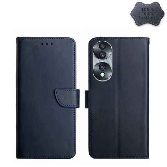 For Honor 70 Genuine Leather Fingerprint-proof Horizontal Flip Phone Case(Blue) - Honor Cases by buy2fix | Online Shopping UK | buy2fix