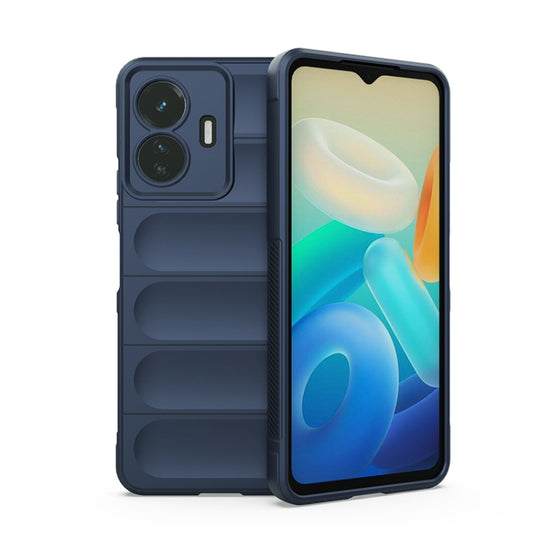 For vivo Y77 5G Global Magic Shield TPU + Flannel Phone Case(Dark Blue)