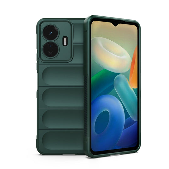 For vivo Y77 5G Global Magic Shield TPU + Flannel Phone Case(Dark Green)