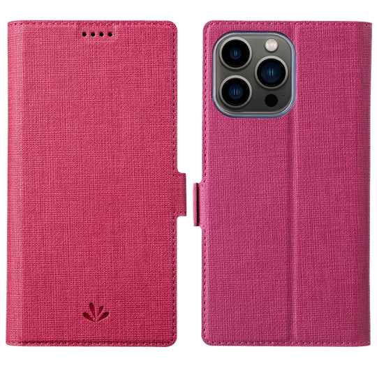 For iPhone 13 Pro Max ViLi K Series Dual-side Buckle Magsafe Leather Phone Case (Rose Red)
