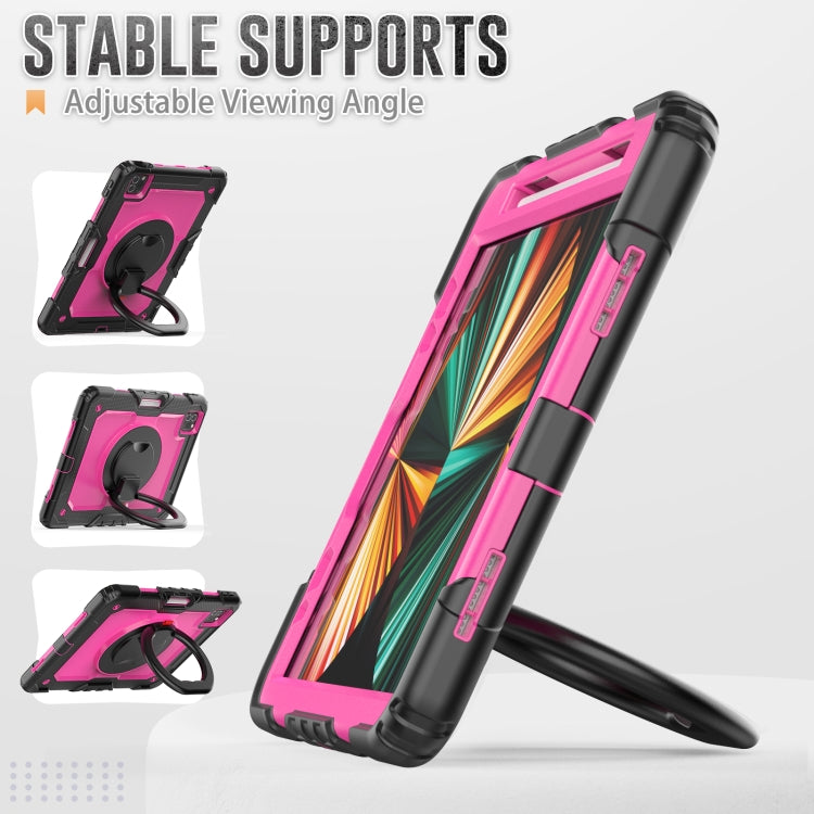 For iPad Pro 11 2022 / 2021 Bracelet Holder Silicone + PC Tablet Case For iPad Pro 11(Rose Red) - iPad Pro 11 (2022/2021) Cases by buy2fix | Online Shopping UK | buy2fix