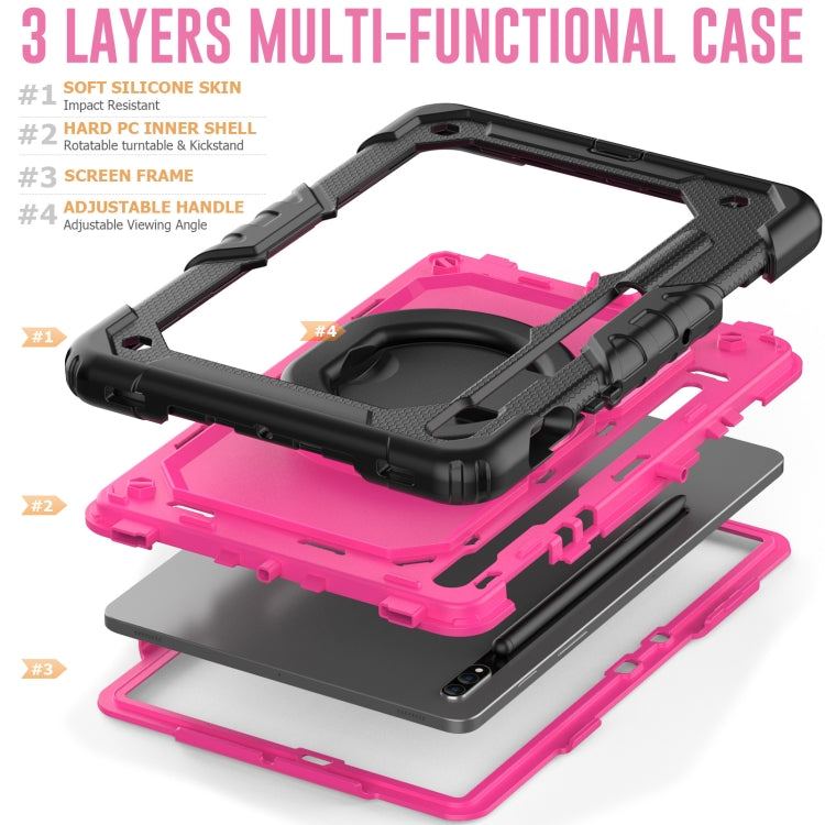 For Samsung Galaxy Tab S8 / S7 Bracelet Holder Silicone + PC Tablet Case(Rose Red) by buy2fix