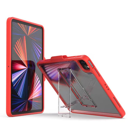 For iPad Pro 11 2022 / 2021 / 2020 / 2018 Mutural Transparent Holder Tablet Case(Red) by Mutural