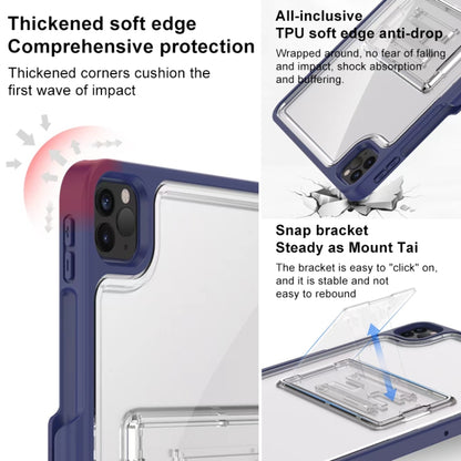 For iPad Pro 11 2022 / 2021 / 2020 / 2018 Mutural Transparent Holder Tablet Case(Red) by Mutural