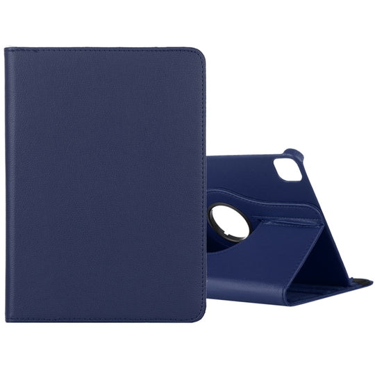 For iPad Air 13 2024 / iPad Pro 12.9 2022 / 2021 / 2020 Litchi Texture Horizontal Flip 360 Degrees Rotation Leather Tablet Case with Holder(Blue)
