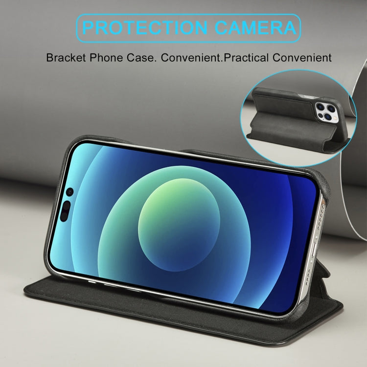 For iPhone 14 Plus LC.IMEEKE Hon Ancient Series Flip Leather Phone Case (Black) - iPhone 14 Plus Cases by LC.IMEEKE | Online Shopping UK | buy2fix