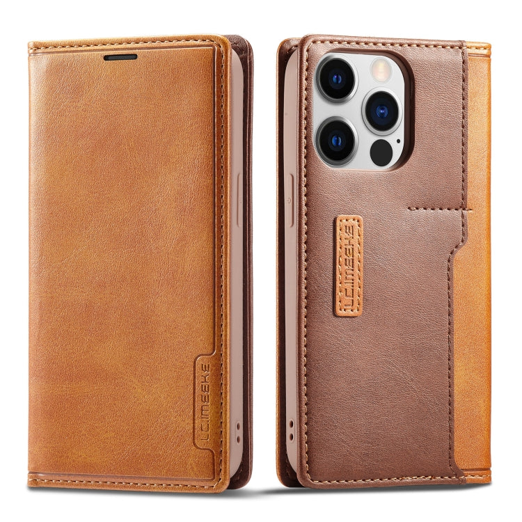 For iPhone 14 Pro Max LC.IMEEKE LC-001 Color Matching Frosted Leather Phone Case (Brown) - iPhone 14 Pro Max Cases by LC.IMEEKE | Online Shopping UK | buy2fix