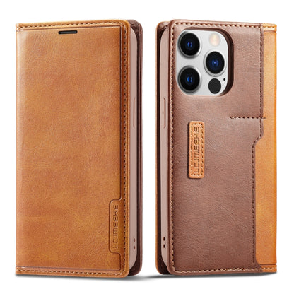For iPhone 14 Pro Max LC.IMEEKE LC-001 Color Matching Frosted Leather Phone Case (Brown) - iPhone 14 Pro Max Cases by LC.IMEEKE | Online Shopping UK | buy2fix