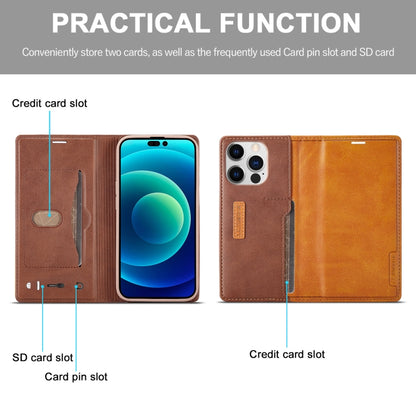 For iPhone 14 Pro Max LC.IMEEKE LC-001 Color Matching Frosted Leather Phone Case (Brown) - iPhone 14 Pro Max Cases by LC.IMEEKE | Online Shopping UK | buy2fix
