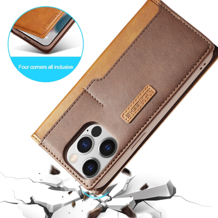 For iPhone 14 Pro Max LC.IMEEKE LC-001 Color Matching Frosted Leather Phone Case (Brown) - iPhone 14 Pro Max Cases by LC.IMEEKE | Online Shopping UK | buy2fix