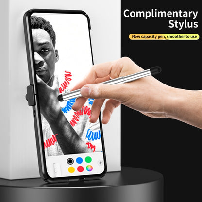 For Samsung Galaxy Z Flip4 Litchi Texture Leather Hinged Electroplated Phone Case with Pen(Black) - Galaxy Z Flip4 5G Cases by buy2fix | Online Shopping UK | buy2fix