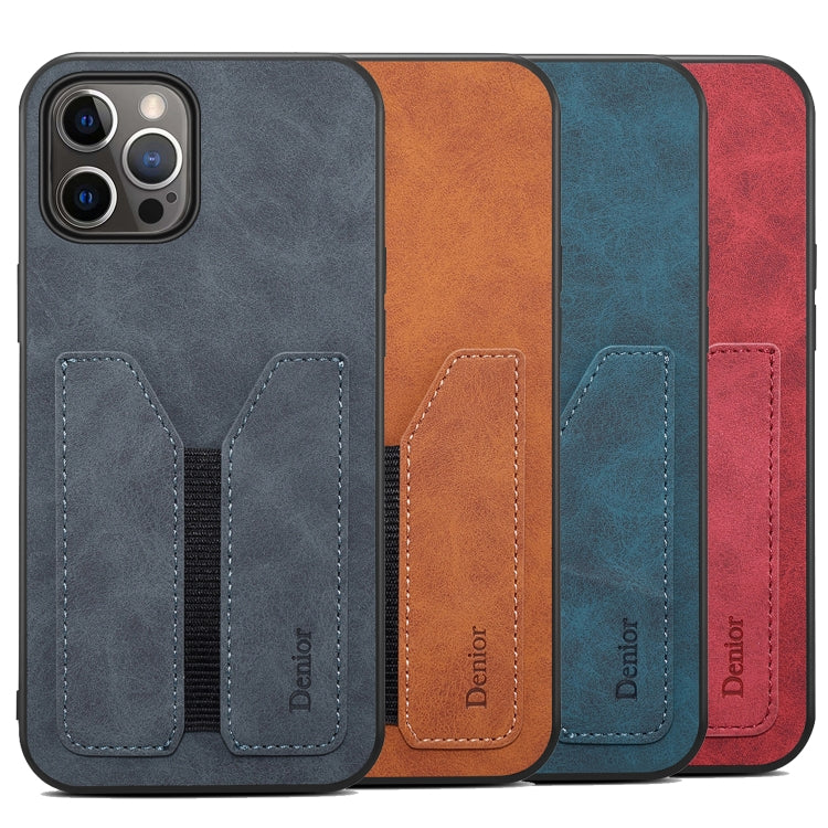 For iPhone 12 Pro Denior Elastic Card Slot PU + TPU Phone Case(Grey) - iPhone 12 / 12 Pro Cases by Denior | Online Shopping UK | buy2fix