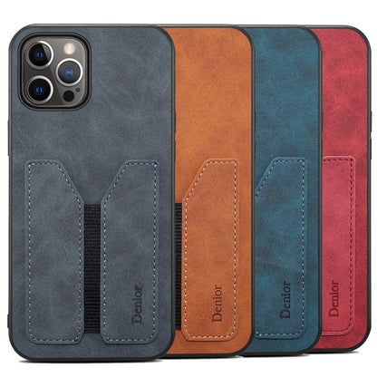 For iPhone 12 Pro Denior Elastic Card Slot PU + TPU Phone Case(Grey) - iPhone 12 / 12 Pro Cases by Denior | Online Shopping UK | buy2fix