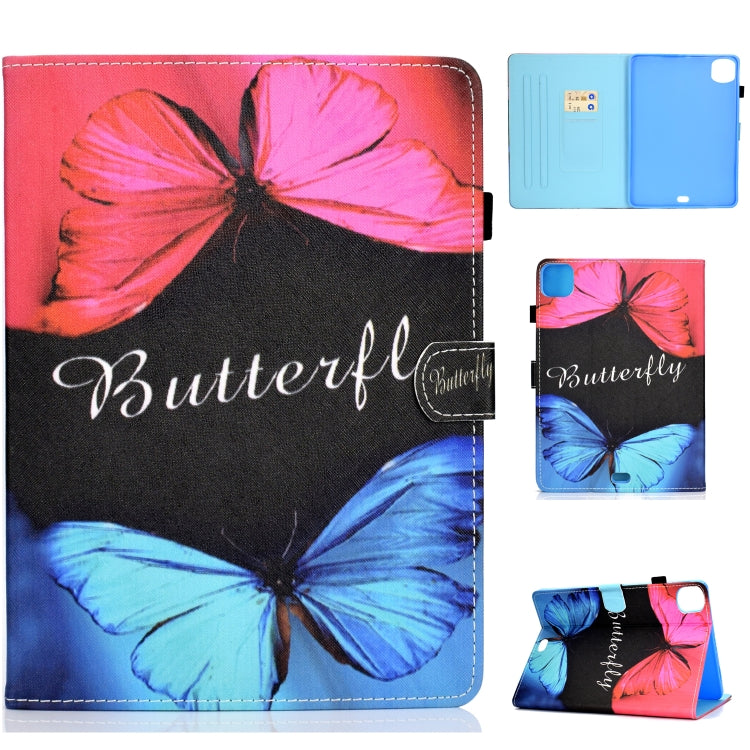 For iPad Pro 11 2020 Sewing Thread TPU Left and Right Flat Leather Tablet Case with Sleep Function & Card Slot & Buckle Anti-skid Strip and Pen Cover(Butterfly Love) - iPad Pro 11 (2020) Cases by buy2fix | Online Shopping UK | buy2fix