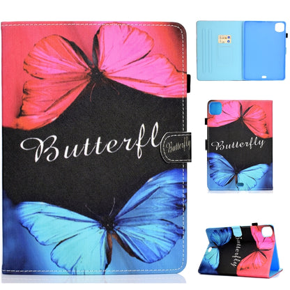 For iPad Pro 11 2020 Sewing Thread TPU Left and Right Flat Leather Tablet Case with Sleep Function & Card Slot & Buckle Anti-skid Strip and Pen Cover(Butterfly Love) - iPad Pro 11 (2020) Cases by buy2fix | Online Shopping UK | buy2fix
