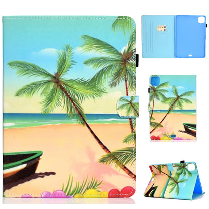 For iPad Pro 11 2020 Sewing Thread TPU Left and Right Flat Leather Tablet Case with Sleep Function & Card Slot & Buckle Anti-skid Strip and Pen Cover(Beach) - iPad Pro 11 (2020) Cases by buy2fix | Online Shopping UK | buy2fix
