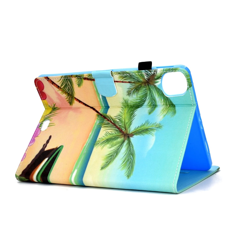 For iPad Pro 11 2020 Sewing Thread TPU Left and Right Flat Leather Tablet Case with Sleep Function & Card Slot & Buckle Anti-skid Strip and Pen Cover(Beach) - iPad Pro 11 (2020) Cases by buy2fix | Online Shopping UK | buy2fix