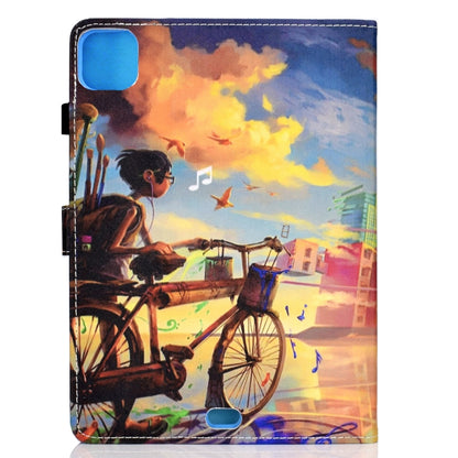 For iPad Pro 11 2020 Sewing Thread TPU Left and Right Flat Leather Tablet Case with Sleep Function & Card Slot & Buckle Anti-skid Strip and Pen Cover(Cycling Boy) - iPad Pro 11 (2020) Cases by buy2fix | Online Shopping UK | buy2fix