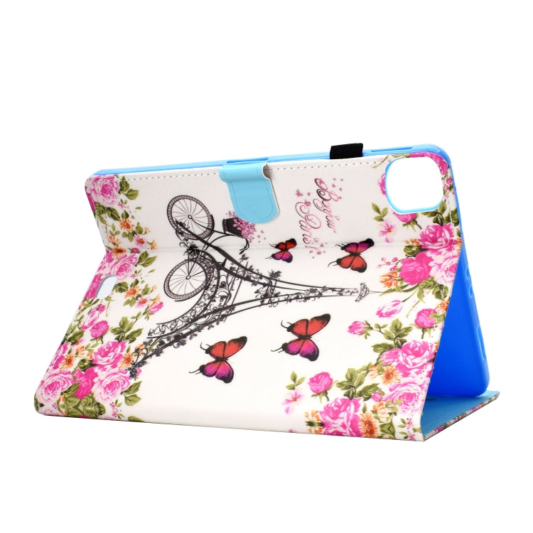 For iPad Pro 11 2020 Sewing Thread TPU Left and Right Flat Leather Tablet Case with Sleep Function & Card Slot & Buckle Anti-skid Strip and Pen Cover(Flower Tower) - iPad Pro 11 (2020) Cases by buy2fix | Online Shopping UK | buy2fix