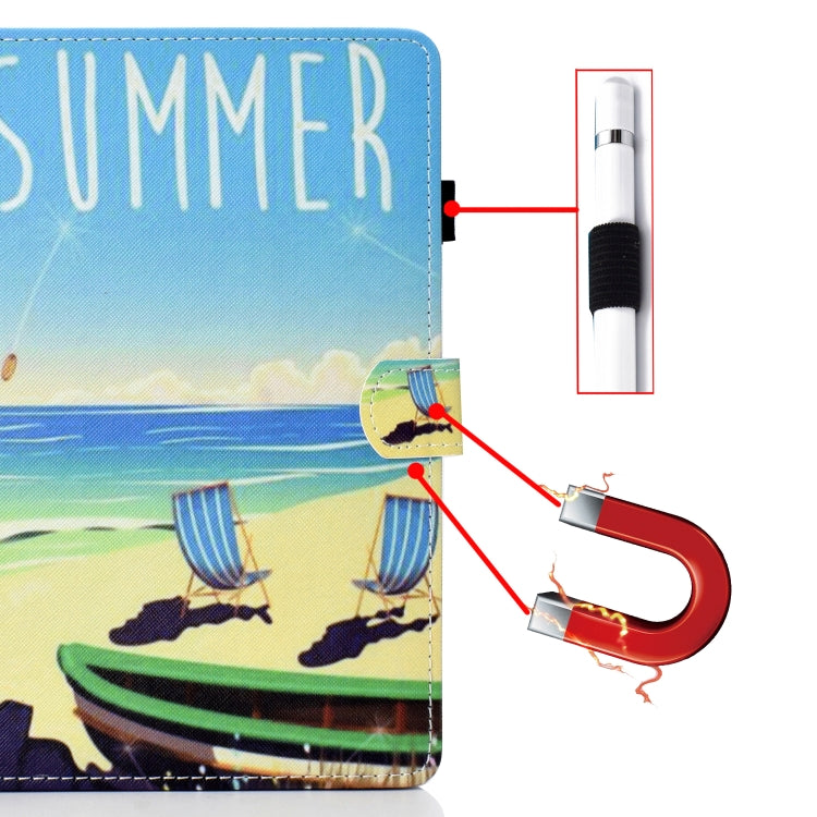 For iPad Pro 11 2020 Sewing Thread TPU Left and Right Flat Leather Tablet Case with Sleep Function & Card Slot & Buckle Anti-skid Strip and Pen Cover(Beach) - iPad Pro 11 (2020) Cases by buy2fix | Online Shopping UK | buy2fix