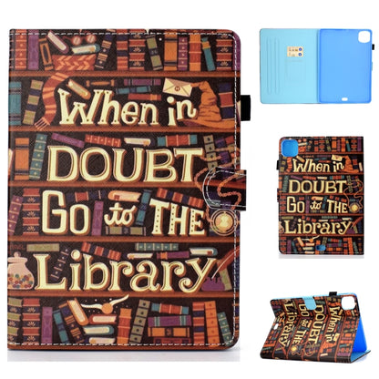 For iPad Pro 11 2020 Sewing Thread TPU Left and Right Flat Leather Tablet Case with Sleep Function & Card Slot & Buckle Anti-skid Strip and Pen Cover(Library) - iPad Pro 11 (2020) Cases by buy2fix | Online Shopping UK | buy2fix