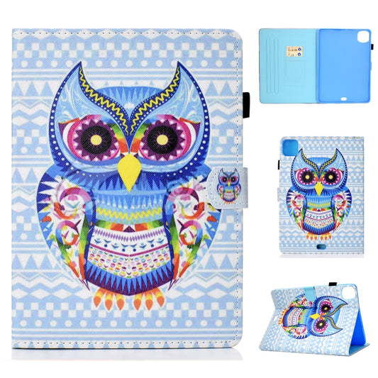For iPad Pro 11 2020 Sewing Thread TPU Left and Right Flat Leather Tablet Case with Sleep Function & Card Slot & Buckle Anti-skid Strip and Pen Cover(Colored Owl) - iPad Pro 11 (2020) Cases by buy2fix | Online Shopping UK | buy2fix