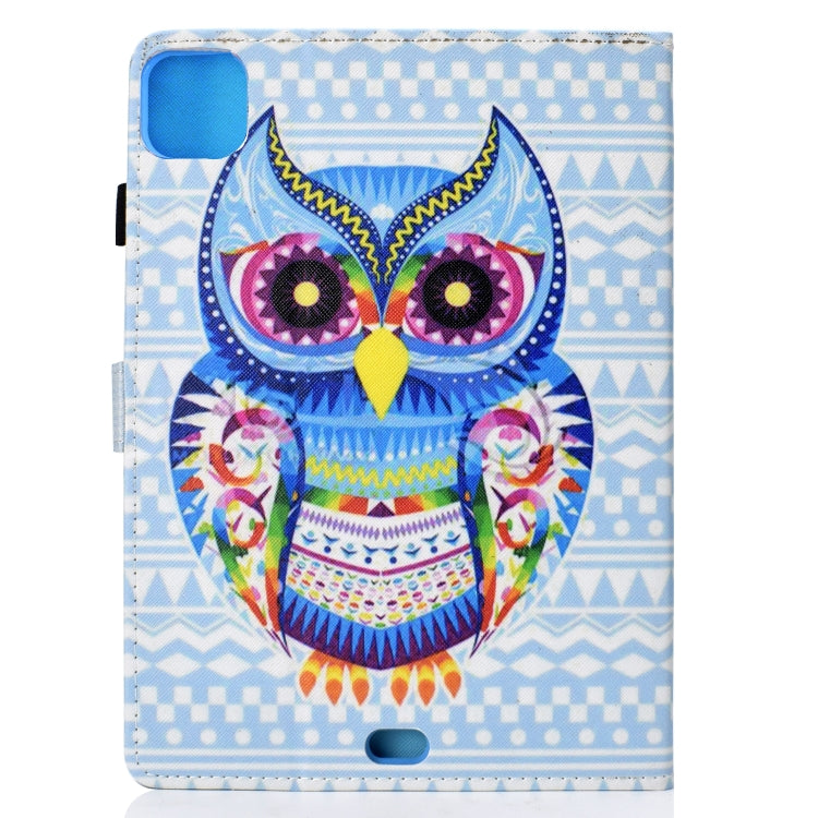 For iPad Pro 11 2020 Sewing Thread TPU Left and Right Flat Leather Tablet Case with Sleep Function & Card Slot & Buckle Anti-skid Strip and Pen Cover(Colored Owl) - iPad Pro 11 (2020) Cases by buy2fix | Online Shopping UK | buy2fix