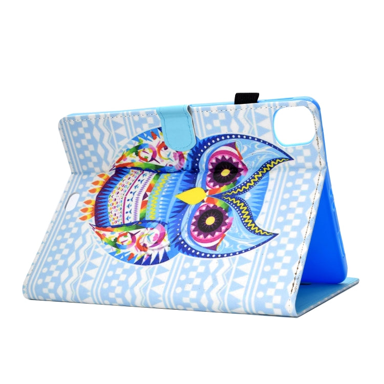 For iPad Pro 11 2020 Sewing Thread TPU Left and Right Flat Leather Tablet Case with Sleep Function & Card Slot & Buckle Anti-skid Strip and Pen Cover(Colored Owl) - iPad Pro 11 (2020) Cases by buy2fix | Online Shopping UK | buy2fix