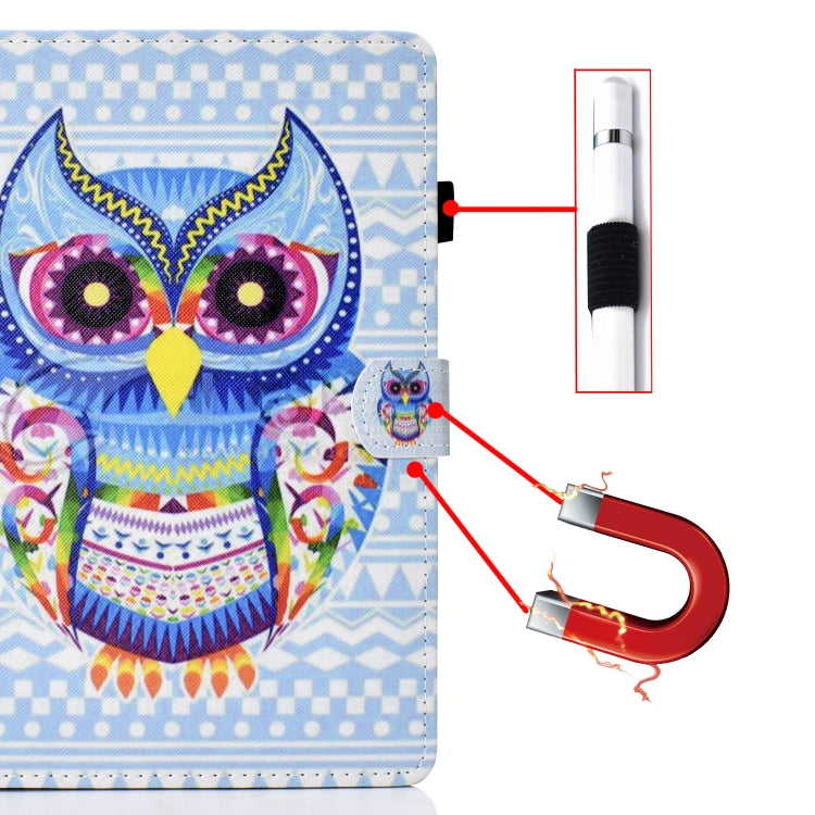For iPad Pro 11 2020 Sewing Thread TPU Left and Right Flat Leather Tablet Case with Sleep Function & Card Slot & Buckle Anti-skid Strip and Pen Cover(Colored Owl) - iPad Pro 11 (2020) Cases by buy2fix | Online Shopping UK | buy2fix