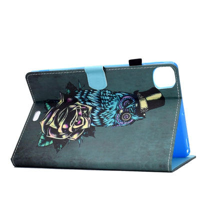 For iPad Pro 11 2020 Sewing Thread TPU Left and Right Flat Leather Tablet Case with Sleep Function & Card Slot & Buckle Anti-skid Strip and Pen Cover(Rose Owl) - iPad Pro 11 (2020) Cases by buy2fix | Online Shopping UK | buy2fix