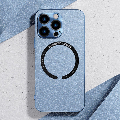 For iPhone 12 Pro Leather Electroplated Magsafe Case(Blue) by buy2fix