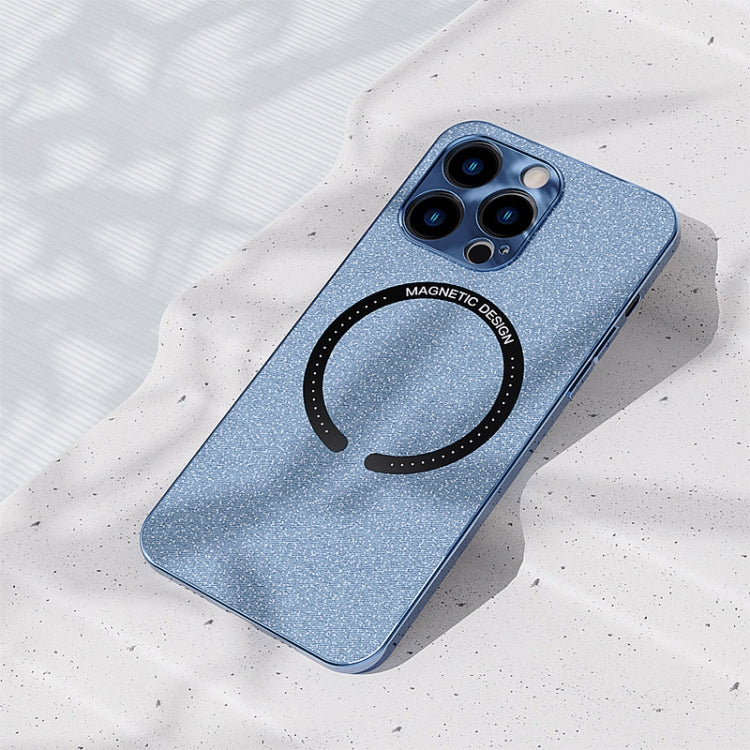 For iPhone 12 Pro Leather Electroplated Magsafe Case(Blue) by buy2fix