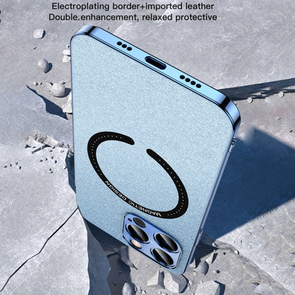 For iPhone 12 Pro Leather Electroplated Magsafe Case(Blue) by buy2fix