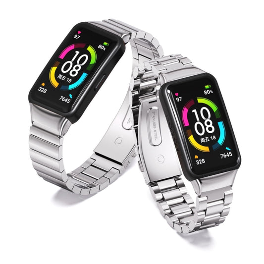 For Huawei Band 6 / Honor Band 6 / 7 Mijobs Bamboo Stainless Steel Metal Watch Band(Silver) by MIJOBS