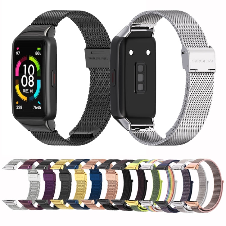 For Huawei Band 6 / Honor Band 6 / 7 Mijobs Breathable Nylon Watch Band(Sea Shell Silver) - Watch Bands by MIJOBS | Online Shopping UK | buy2fix