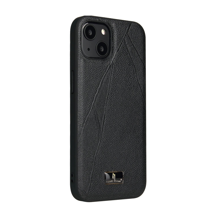 For iPhone 14 Plus Fierre Shann Leather Texture Phone Back Cover Case (Ox Tendon Black) - iPhone 14 Plus Cases by FIERRE SHANN | Online Shopping UK | buy2fix